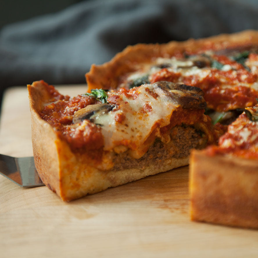 Italian Sausage & Mushroom Deep Dish Pizza