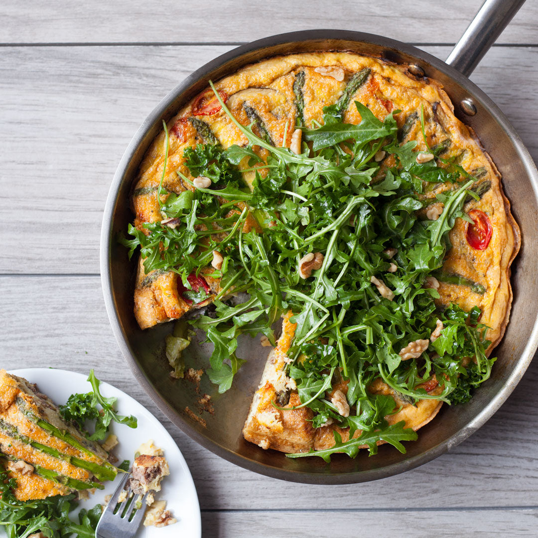 Spring Vegetable and Beef Frittata with Salad Greens