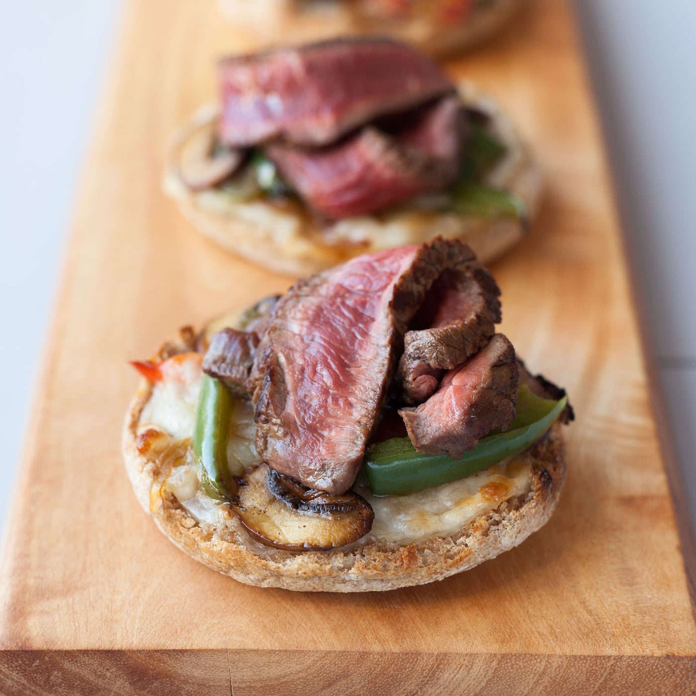 Philly Cheesesteak Pizzas with Sirloin