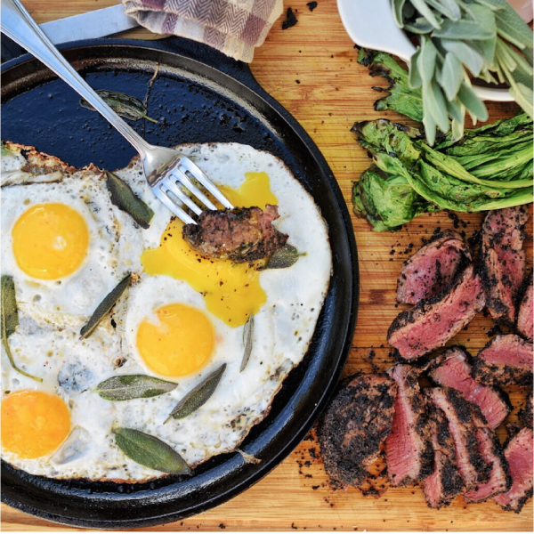 Kona Crusted Filet Mignon & Sage Fried Eggs