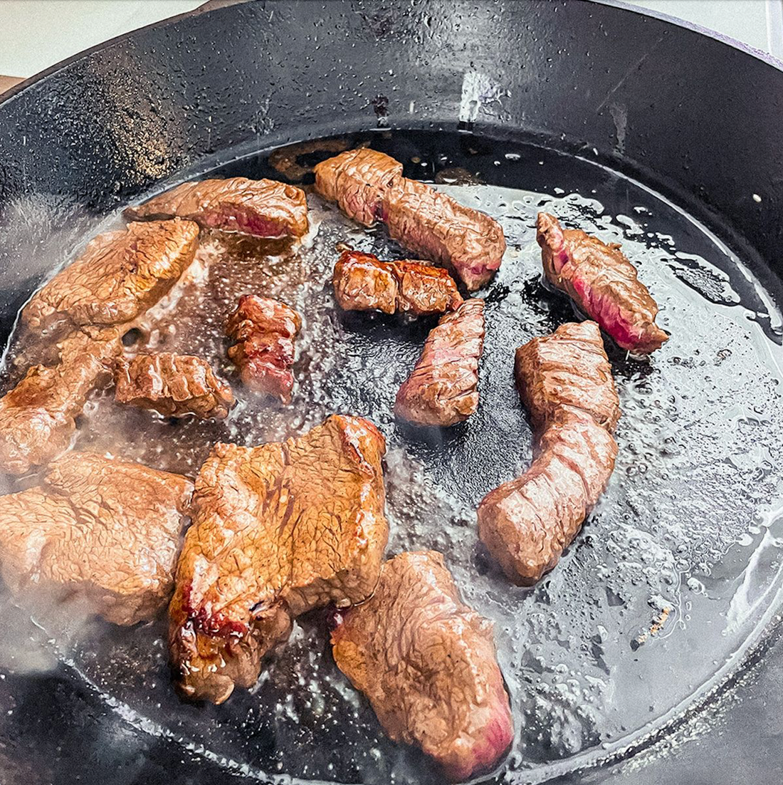Steak on a cast iron skillet