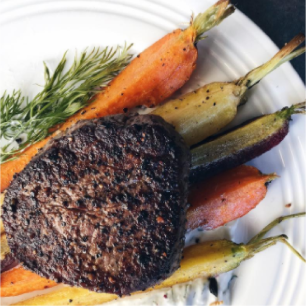 Filet Mignon with Roasted Rainbow Carrots