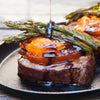 Grilled Filet Mignon with Heirloom Tomatoes and Balsamic Reduction