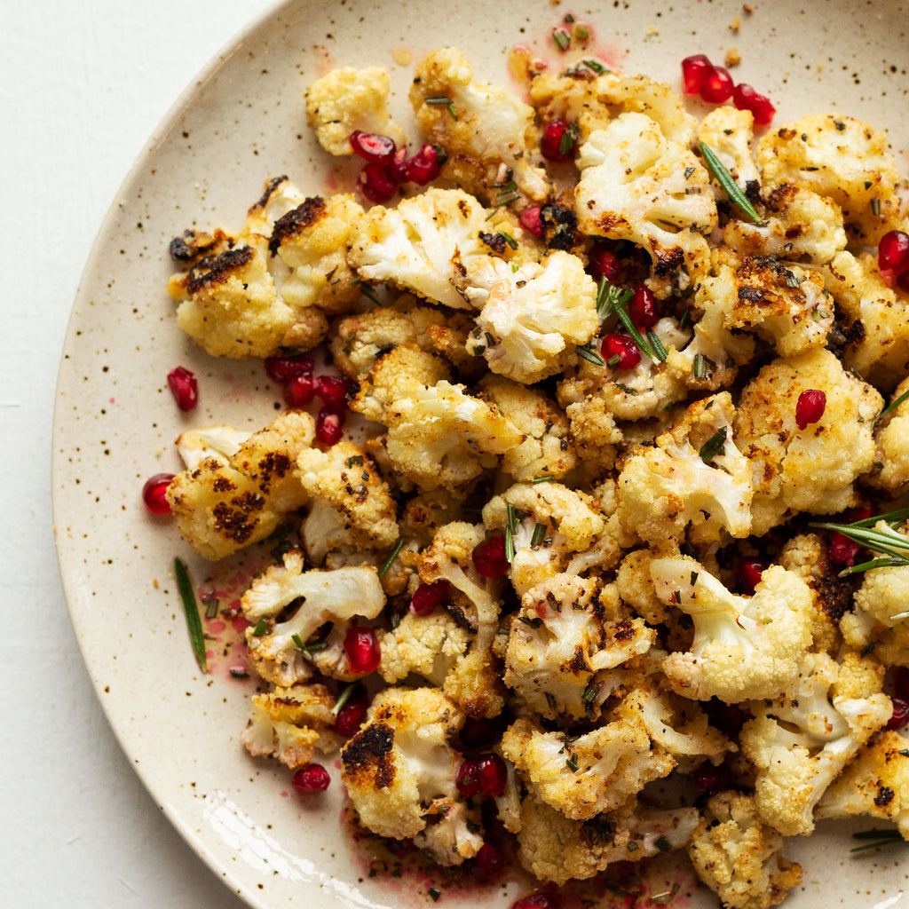 Roasted Cauliflower with Rosemary and Pomegranate Vinaigrette