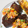 Chili Rubbed New York Strip with Roasted Corn Salsa