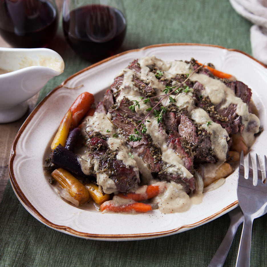 Herb Crusted Oven Roast with Sweet Onion Gravy