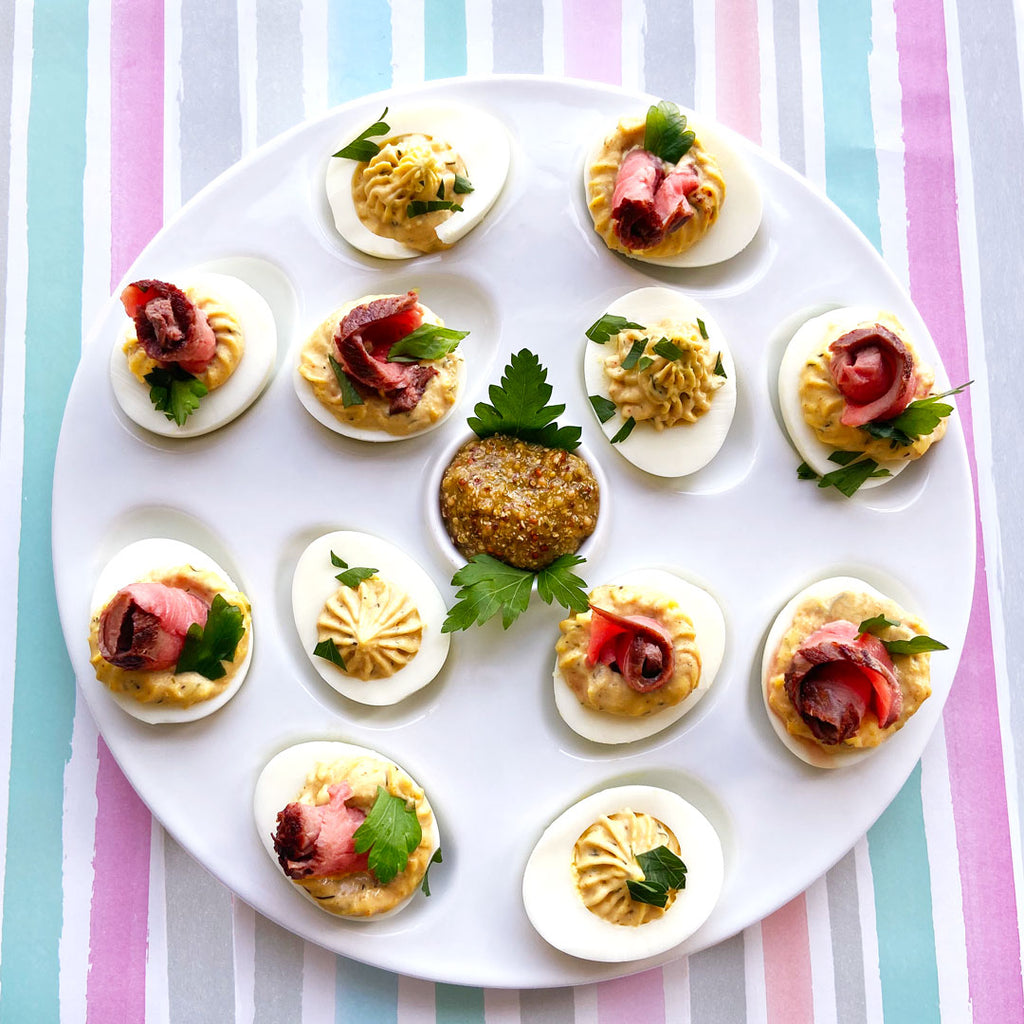 Deviled Eggs with Top Sirloin Steak