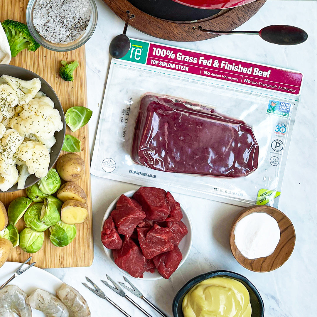 Steak Fondue with 3 Sauces