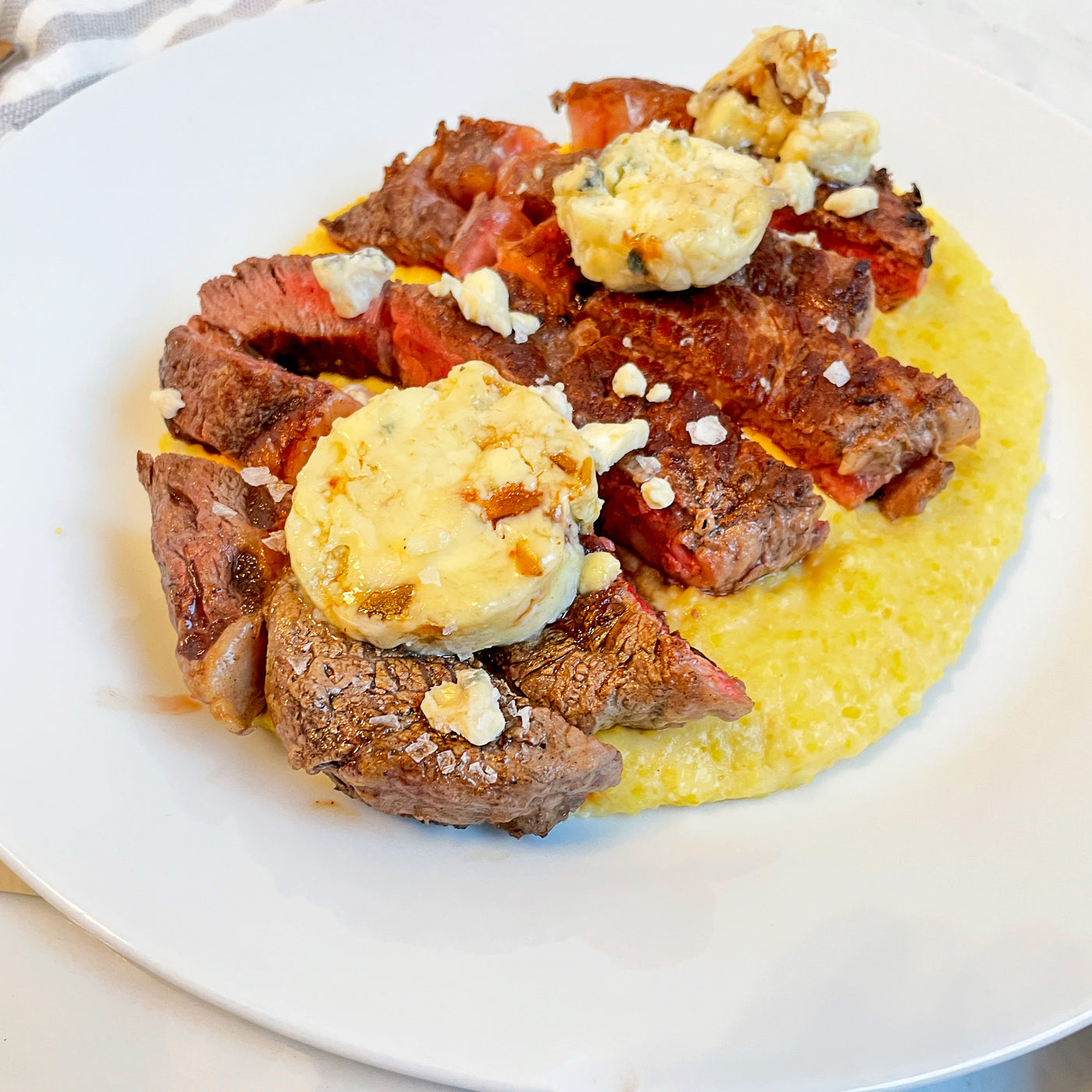Ribeye Steak with Gorgonzola Fig Compound Butter