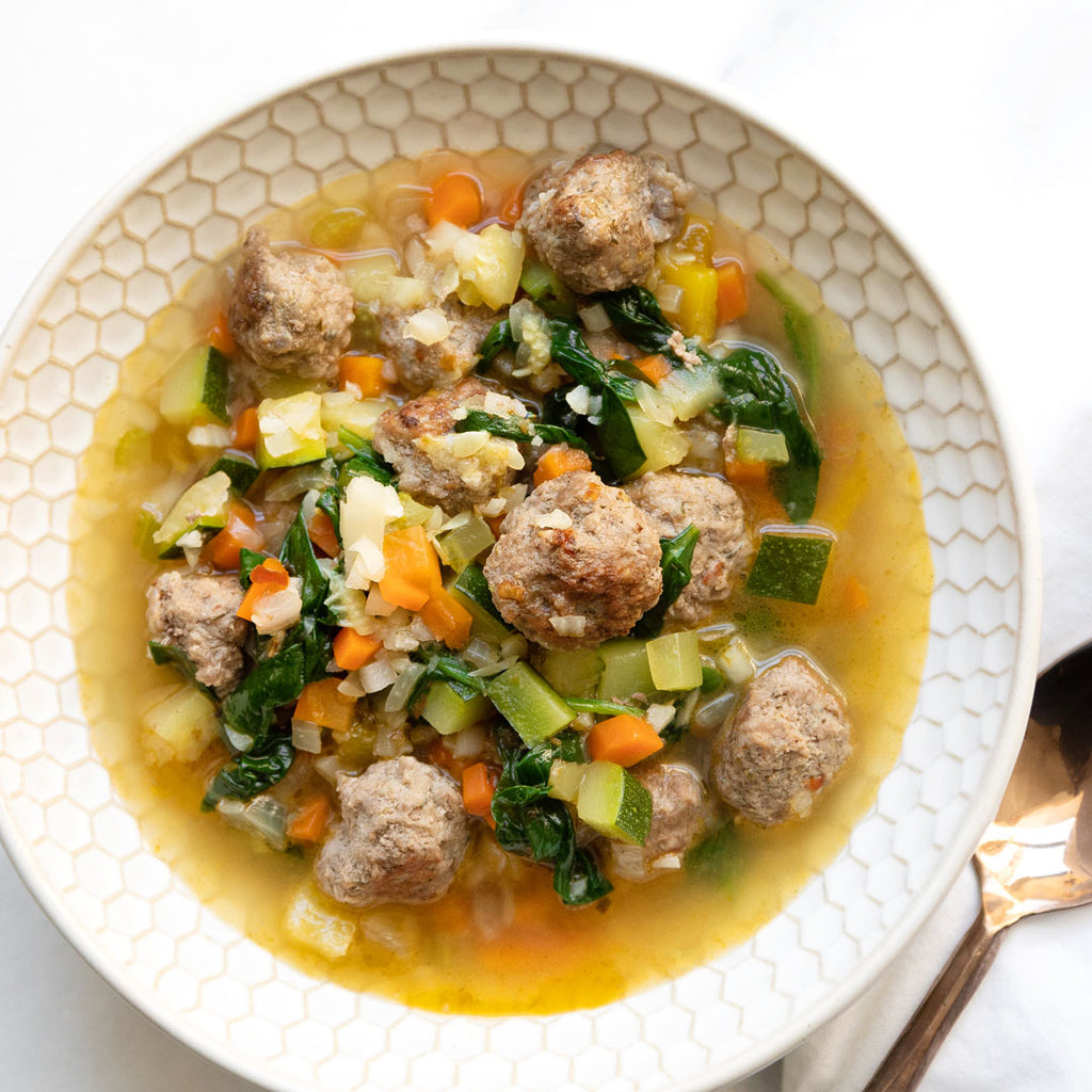 Whole30 Veggie-packed Greek Meatball Soup