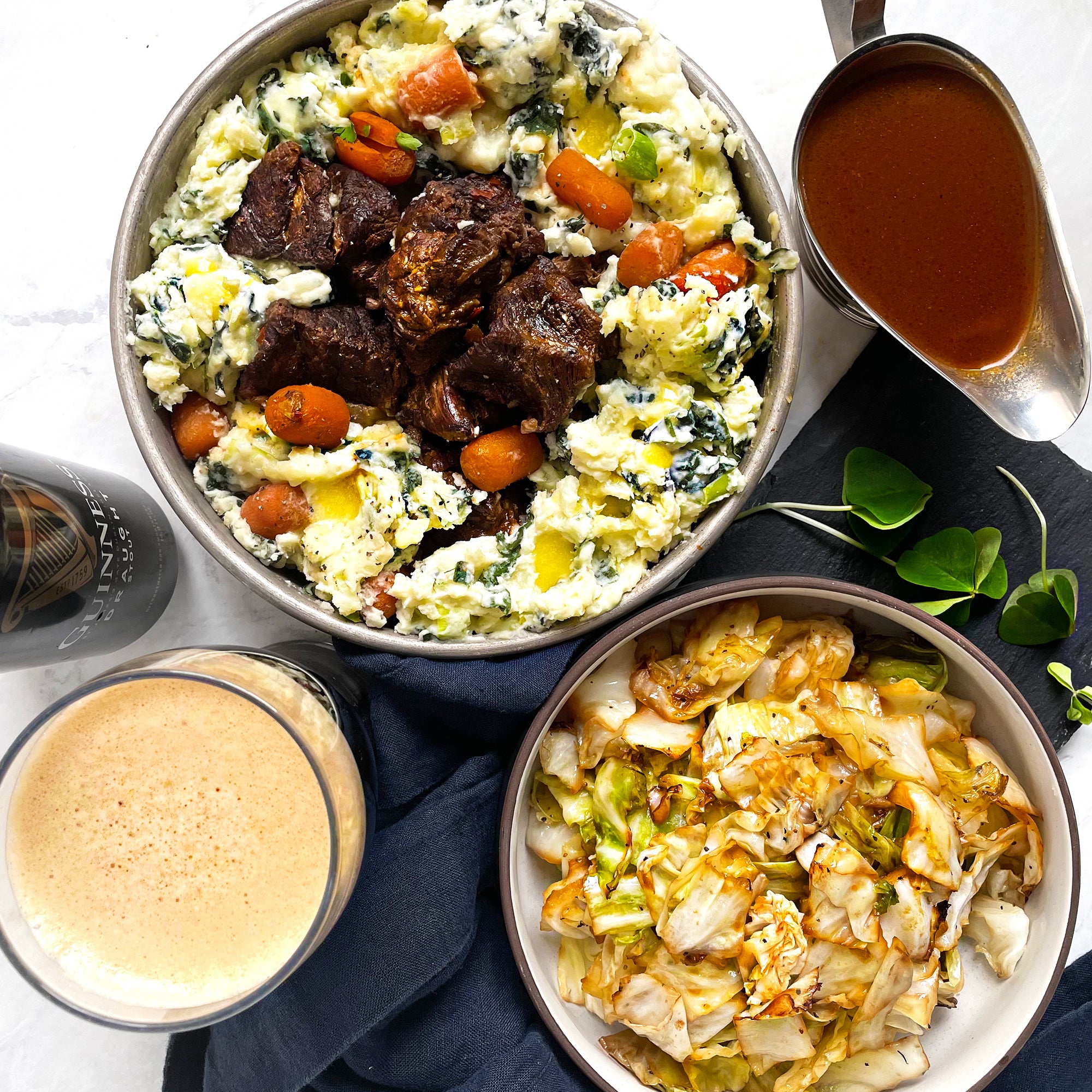 Chuck Roast with Guinness Gravy and Colcannon Potatoes