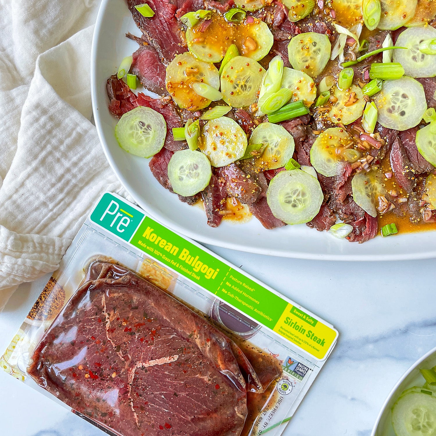 Korean Bulgogi Sirloin Steak with Cucumber and Ponzu-Mustard Vinaigrette