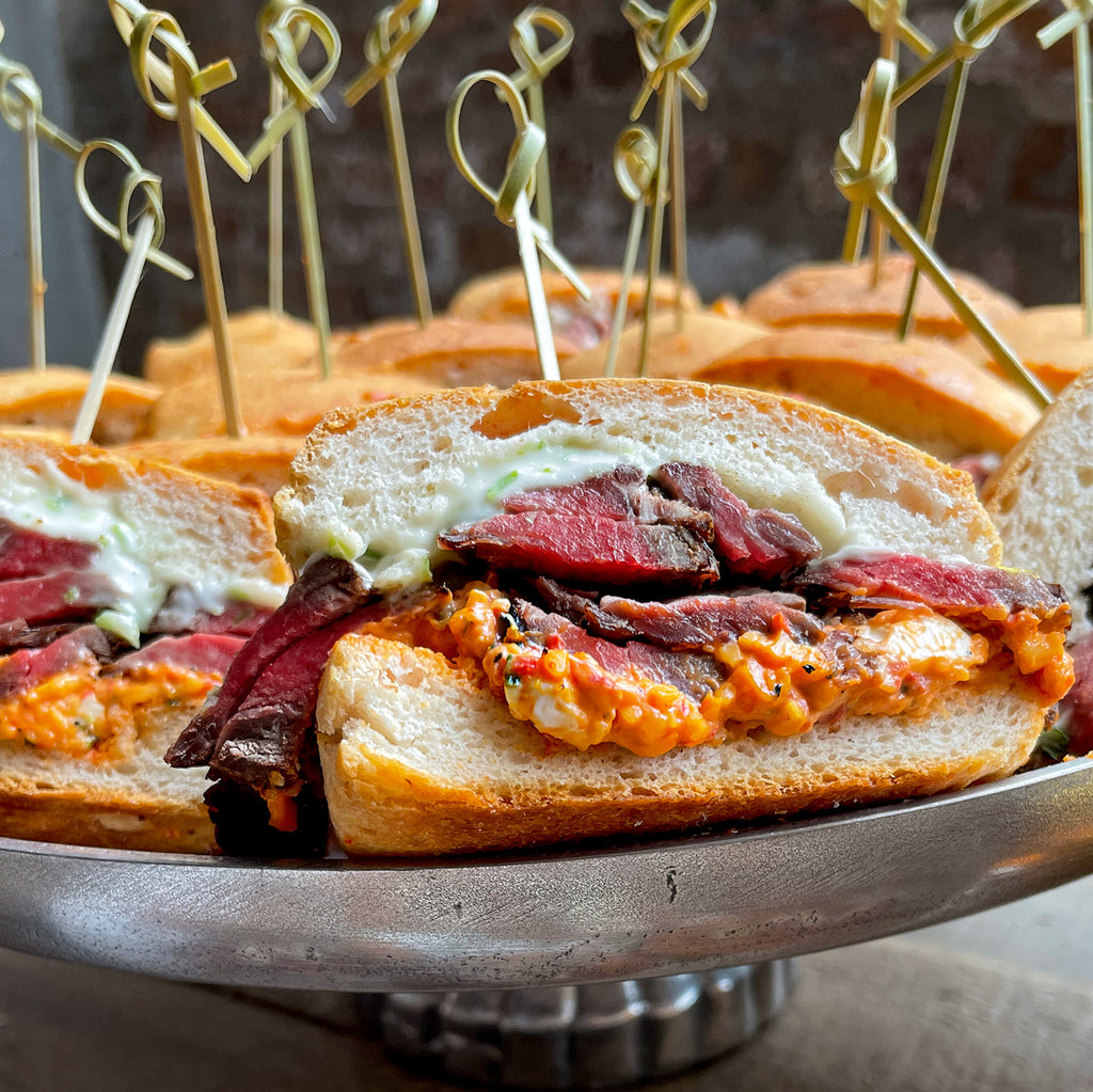 Pimento Cheese Steak Biscuit Sandwiches
