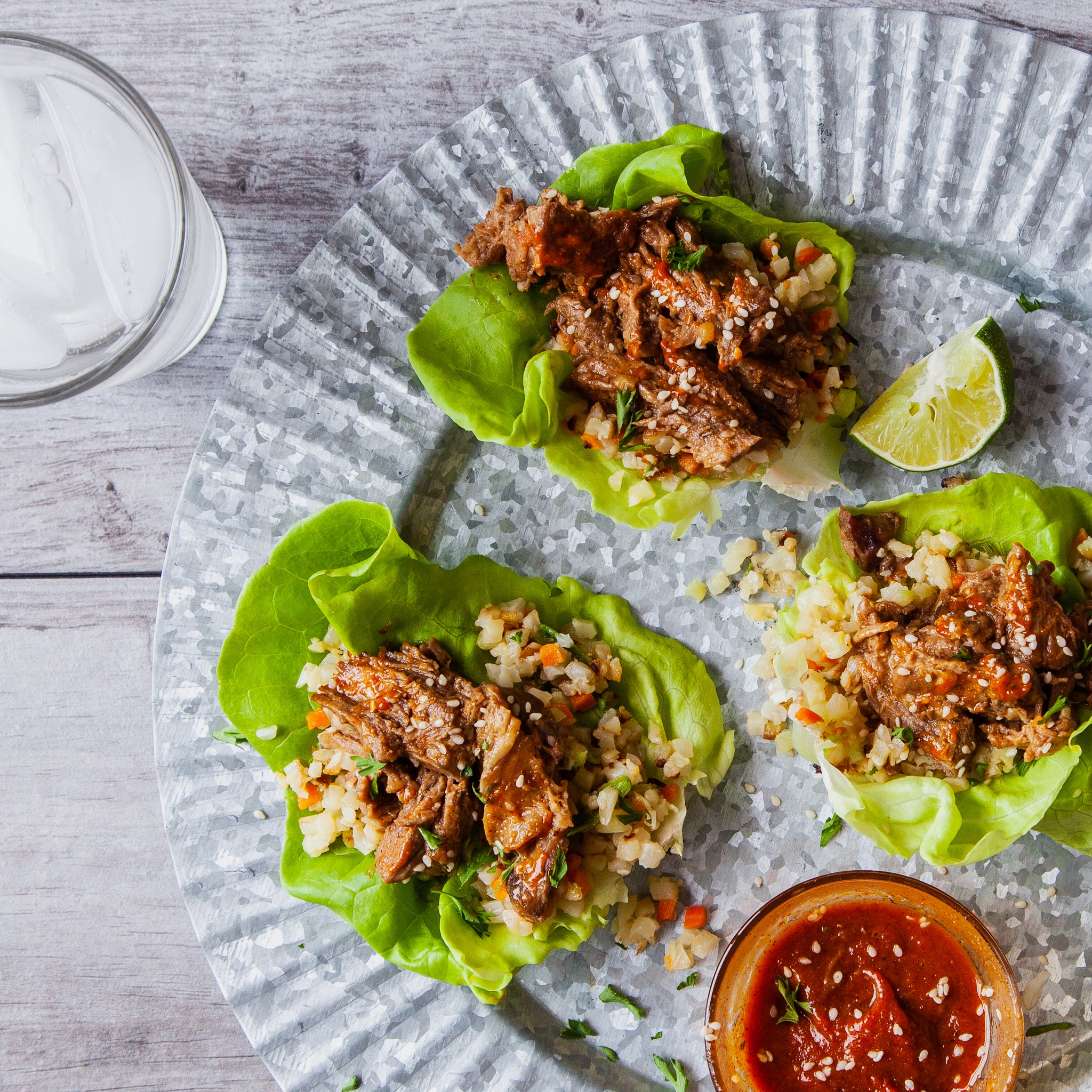 Sesame Korean Beef Lettuce Cups