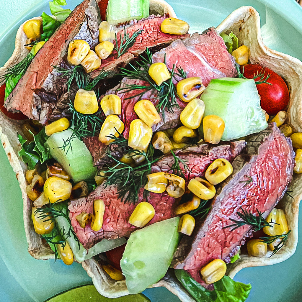 Grilled New York Strip Steak and Sweet Corn Salad
