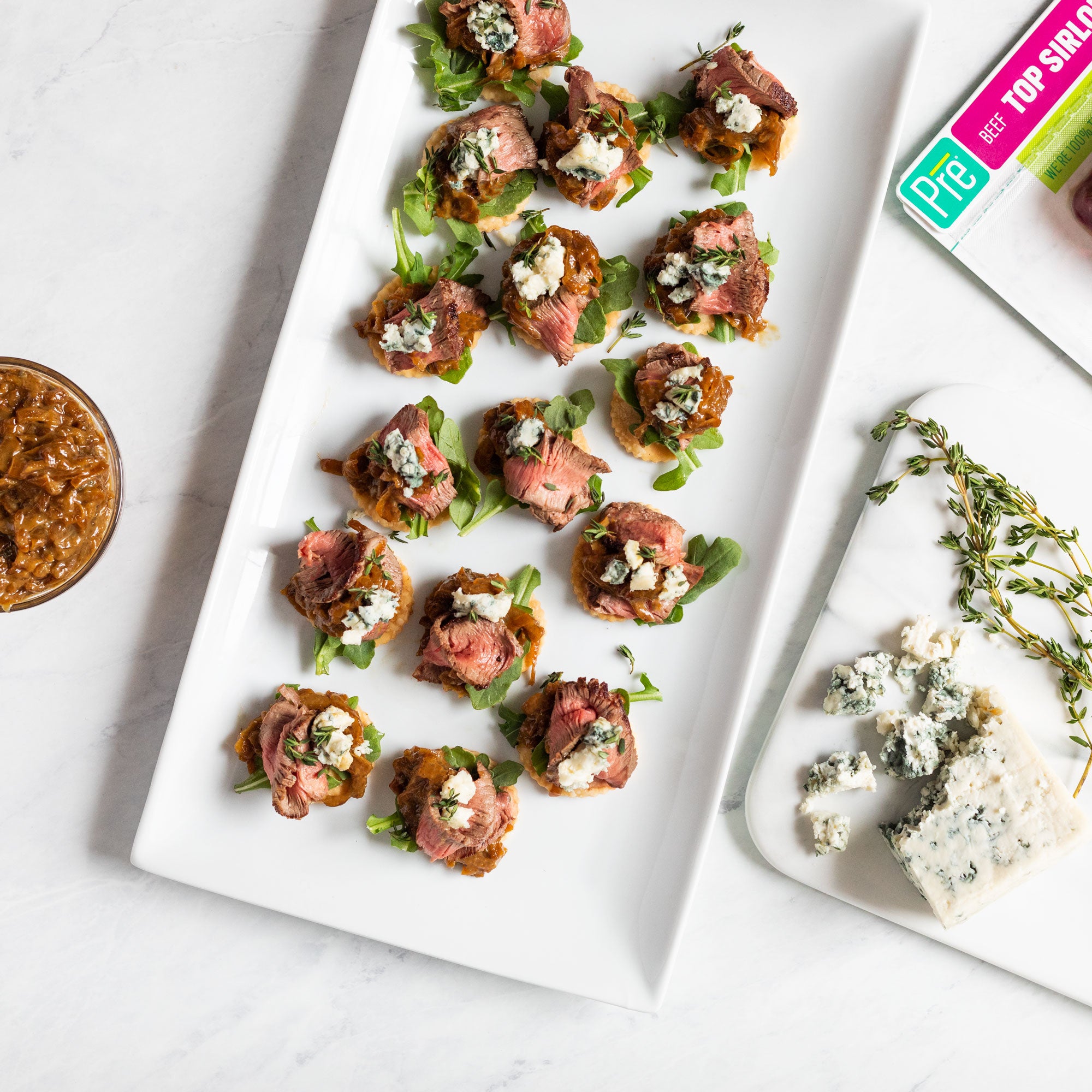 Steak Tartlets with Caramelized Onion and Gorgonzola Jam