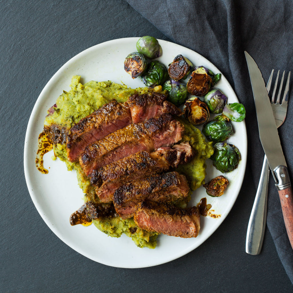 Turmeric Rubbed Ribeye with Kale Mashed Potatoes