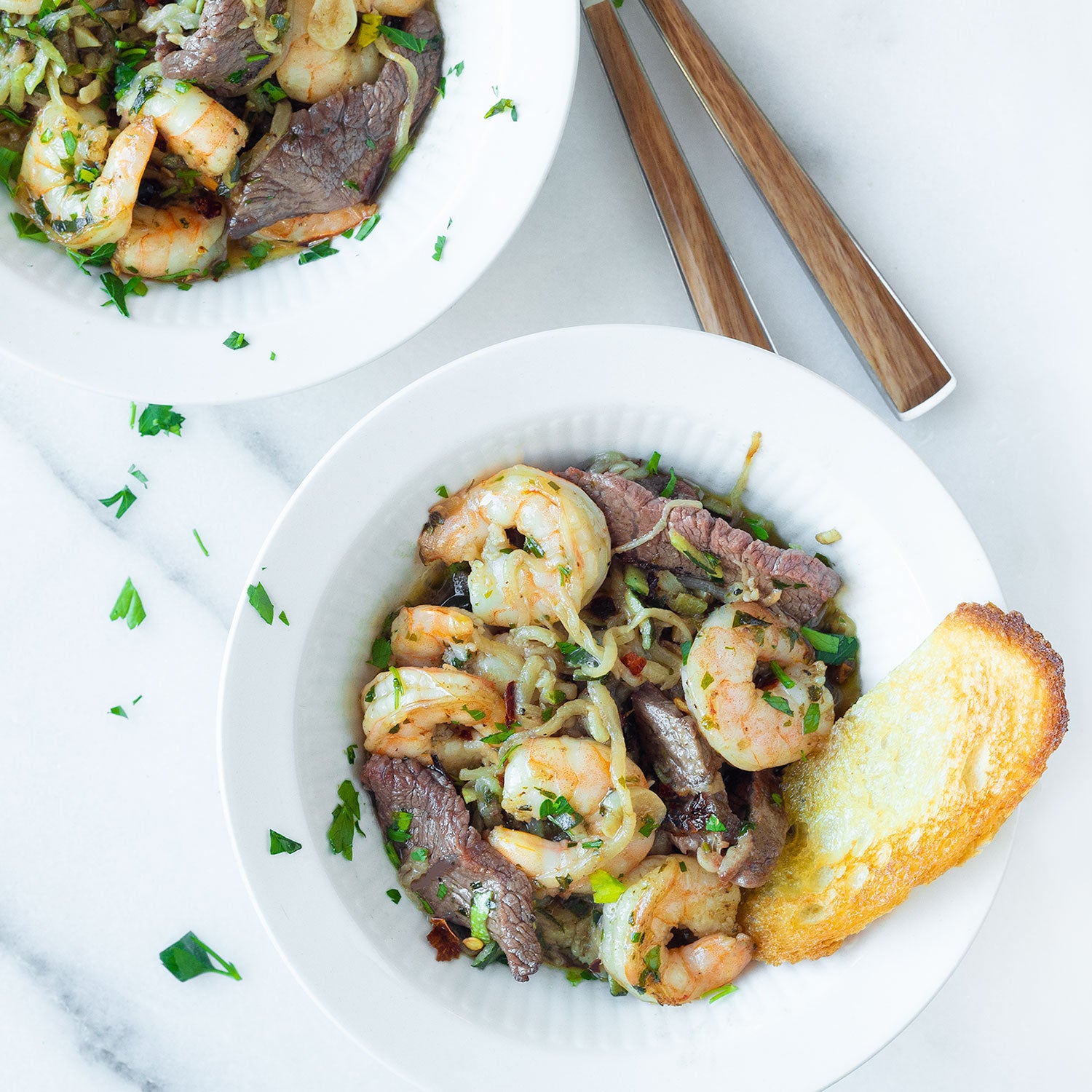 Surf and Turf Zucchini Noodle Scampi